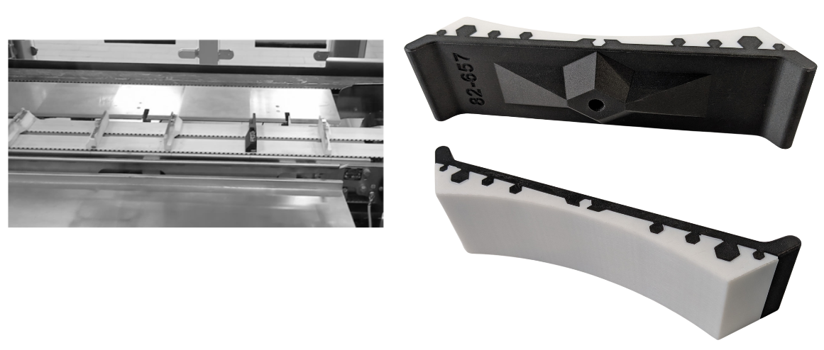 3D printed pushers for processing line